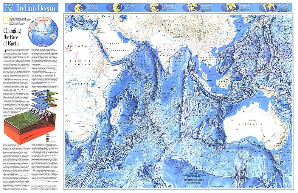 1992 Indian Ocean Map Wall Map 