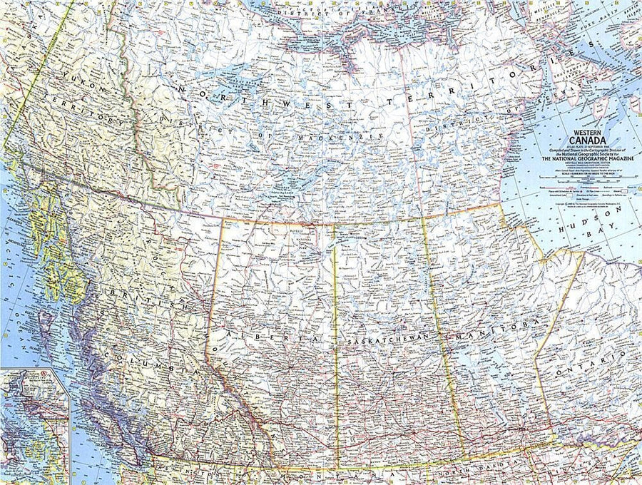 1966 Western Canada Map Wall Map 