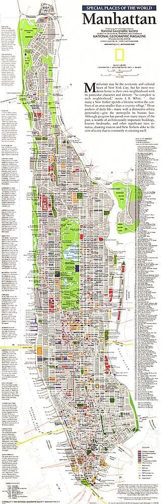 1990 Manhattan Map Wall Map 