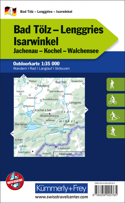 Carte de plein air n° WK.04 - Bad Tölz, Lenggries, Isarwinkel (Allemagne) | Kümmerly & Frey carte pliée Kümmerly & Frey 