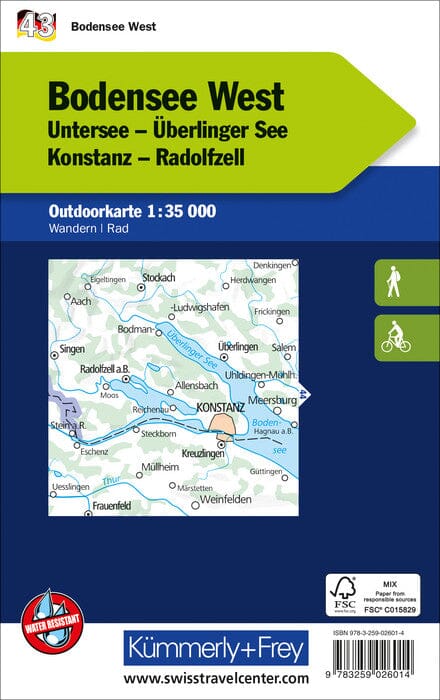 Carte de plein air n° WK.43 - Lac de Constance Ouest (Allemagne) | Kümmerly & Frey carte pliée Kümmerly & Frey 