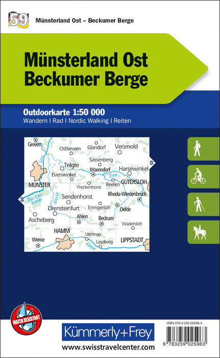 Carte de plein air n° WK.59 - Münsterland Est, Beckumer Berge (Allemagne) | Kümmerly & Frey carte pliée Kümmerly & Frey 