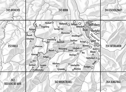 Carte de randonnée à ski n° 253S - Gantrisch (Suisse) | Swisstopo - ski au 1/50 000 carte pliée Swisstopo 