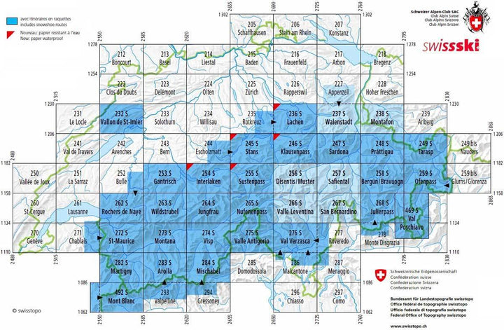 Carte de randonnée à ski n° 253S - Gantrisch (Suisse) | Swisstopo - ski au 1/50 000 carte pliée Swisstopo 