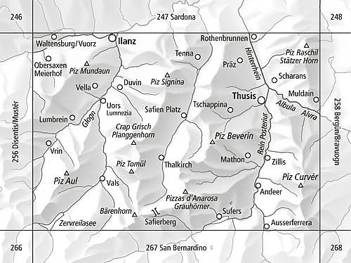 Carte de randonnée à ski n° 257S - Safiental (Ilanz, Vals, Heizenberg), Suisse | Swisstopo - ski au 1/50 000 carte pliée Swisstopo 