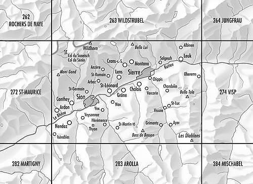 Carte de randonnée à ski n° 273S - Montana (Suisse) | Swisstopo - ski au 1/50 000 carte pliée Swisstopo 