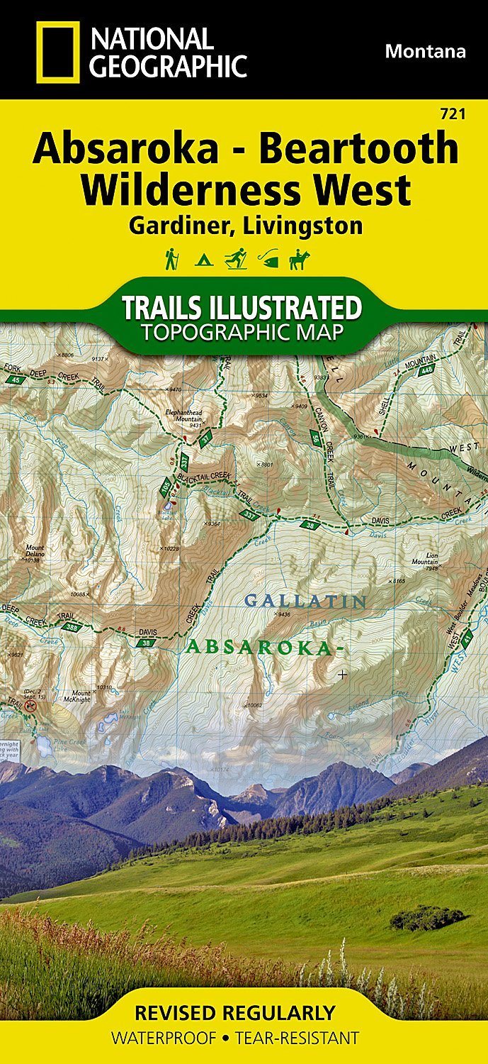 Carte de randonnée - Absaroka, Beartooth Wilderness W., Gardiner, Livingston (Montana), n° 721 | National Geographic carte pliée National Geographic 