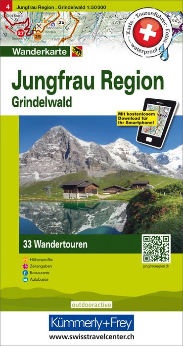 Carte de randonnée backcountry n° HKF.WK.04 - Jungfrau Région, Grindelwald (Suisse) | Hallwag carte pliée Hallwag 