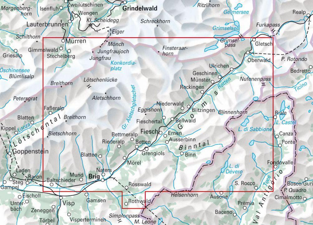 Carte de randonnée backcountry n° HKF.WK.06 - Aletsch-Goms, Brig (Suisse) | Hallwag carte pliée Hallwag 