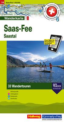 Carte de randonnée backcountry n° HKF.WK.14 - Saas-Fee, Saastal (Suisse) | Hallwag carte pliée Hallwag 