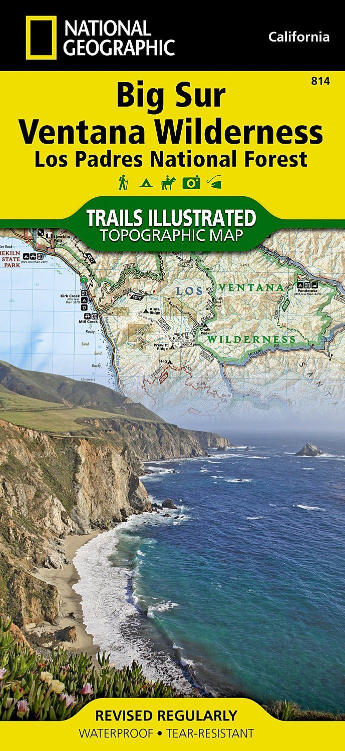 Carte de randonnée - Big Sur, Ventana Wilderness, Los Padres National Forest (Californie), n° 814 | National Geographic carte pliée National Geographic 