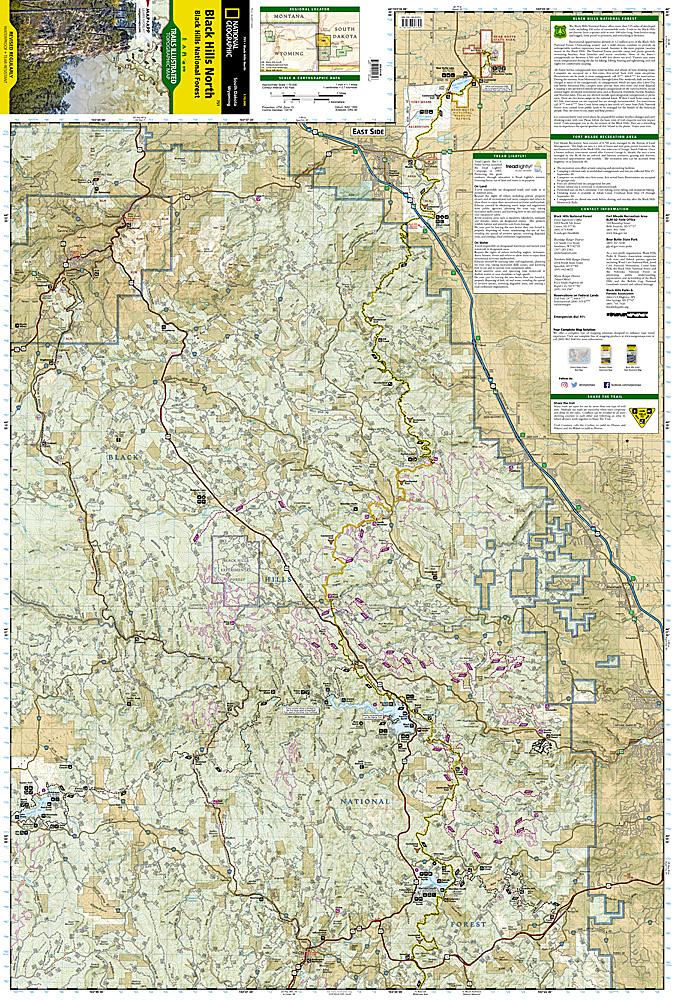 Carte de randonnée - Black Hills North, Black Hills National Forest (South Dakota), n° 751 | National Geographic carte pliée National Geographic 