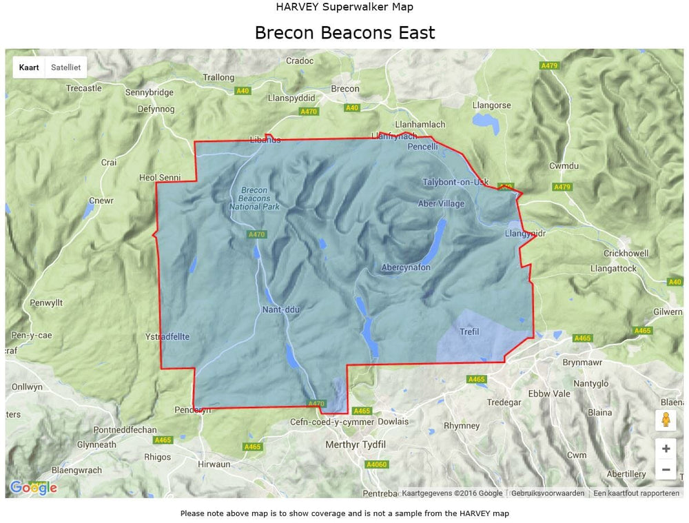 Carte de randonnée - Brecon Beacons Est XT25 | Harvey Maps - Superwalker maps carte pliée Harvey Maps 