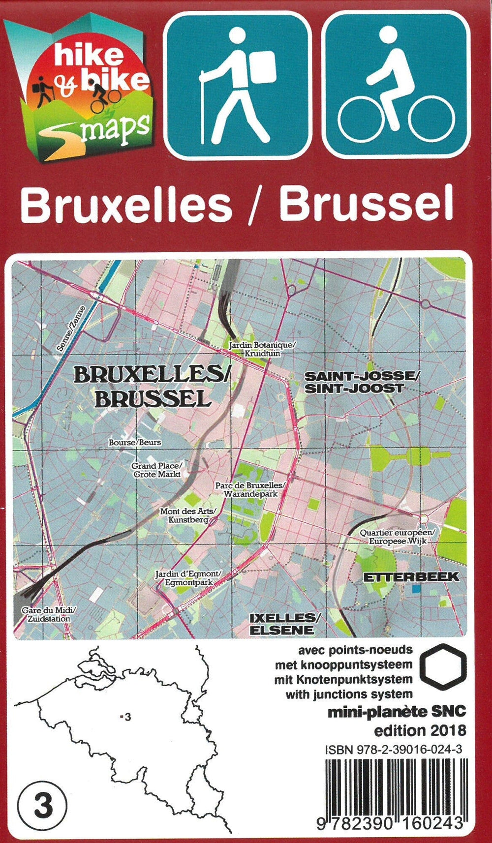 Carte de randonnée - Bruxelles | Mini Planet carte pliée Mini Planet 