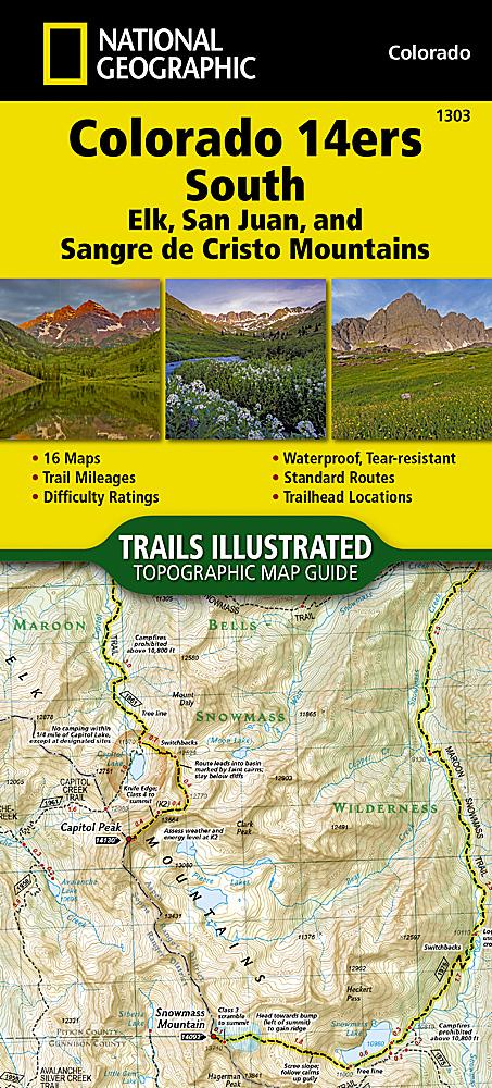 Carte de randonnée - Colorado 14ers Sud, n° 1303 | National Geographic carte pliée National Geographic 
