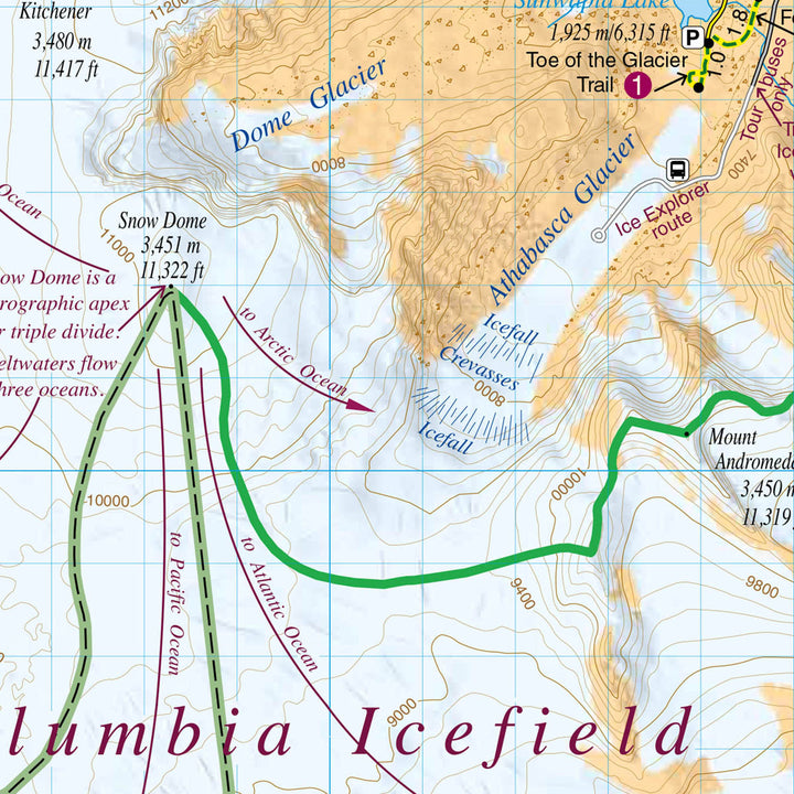 Carte de randonnée - Columbia Icefield (PN Banff et Jasper, Alberta) | Gem Trek carte pliée Gem Trek Publishing 