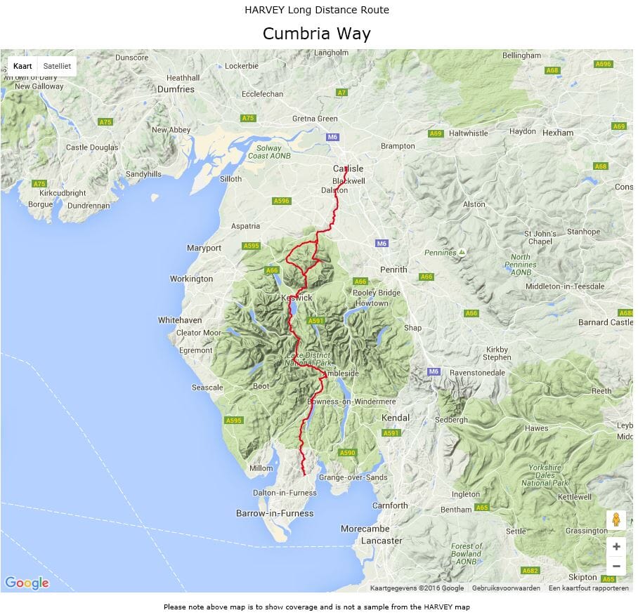 Carte de randonnée - Cumbria Way XT40 | Harvey Maps - National Trail maps carte pliée Harvey Maps 