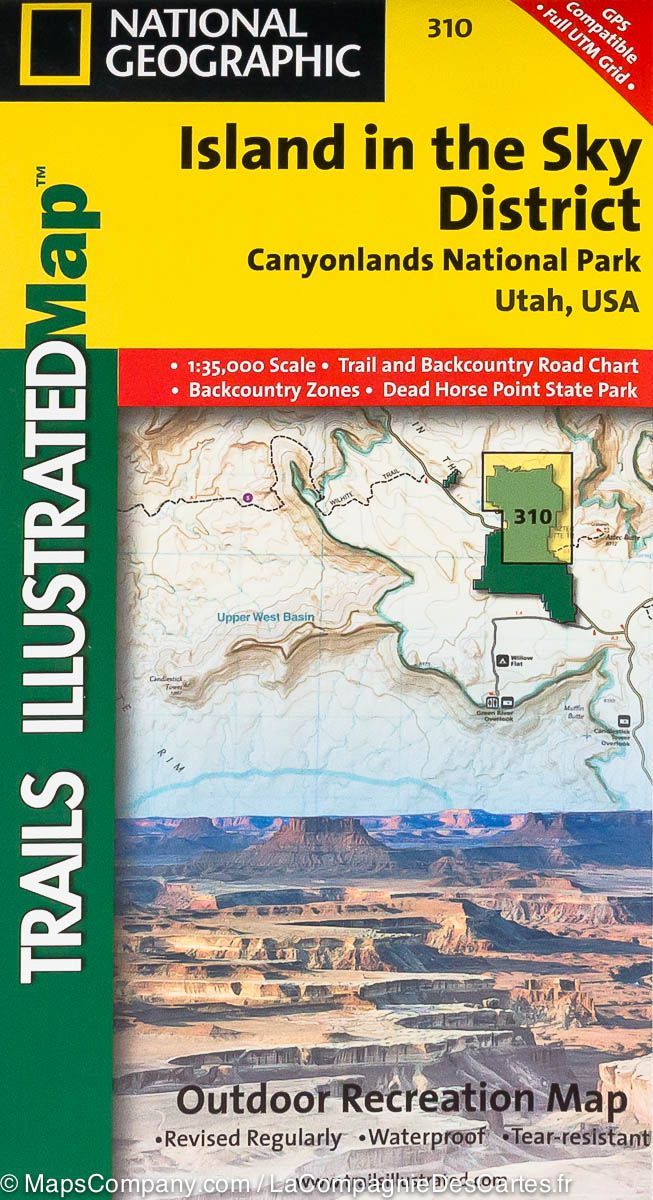 Carte de randonnée de Island in the sky District (Parc National de Canyonlands, Utah) | National Geographic carte pliée National Geographic 