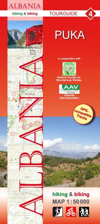Carte de randonnée de l'Albanie n° 4 - Puka | Huber carte pliée Huber 