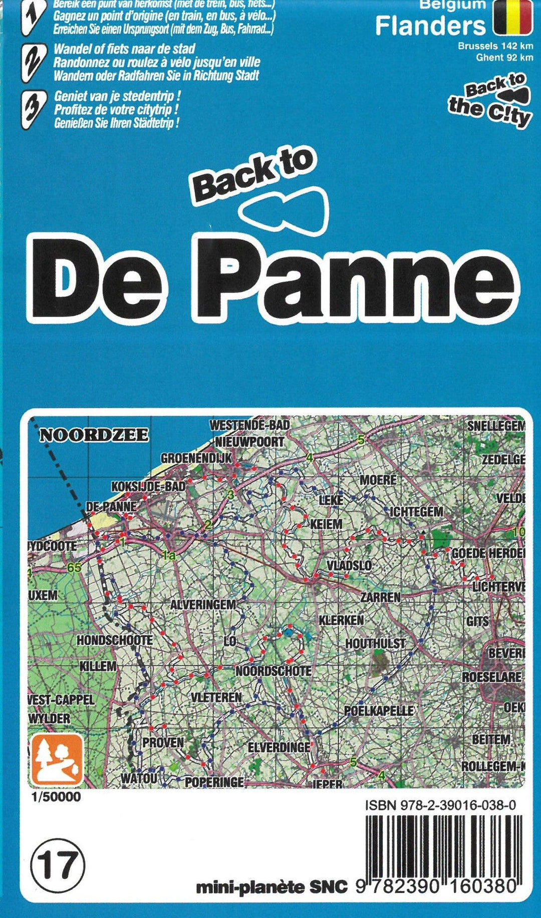 Carte de randonnée - De Panne (Flandres, Belgique) | Mini Planet carte pliée Mini Planet 