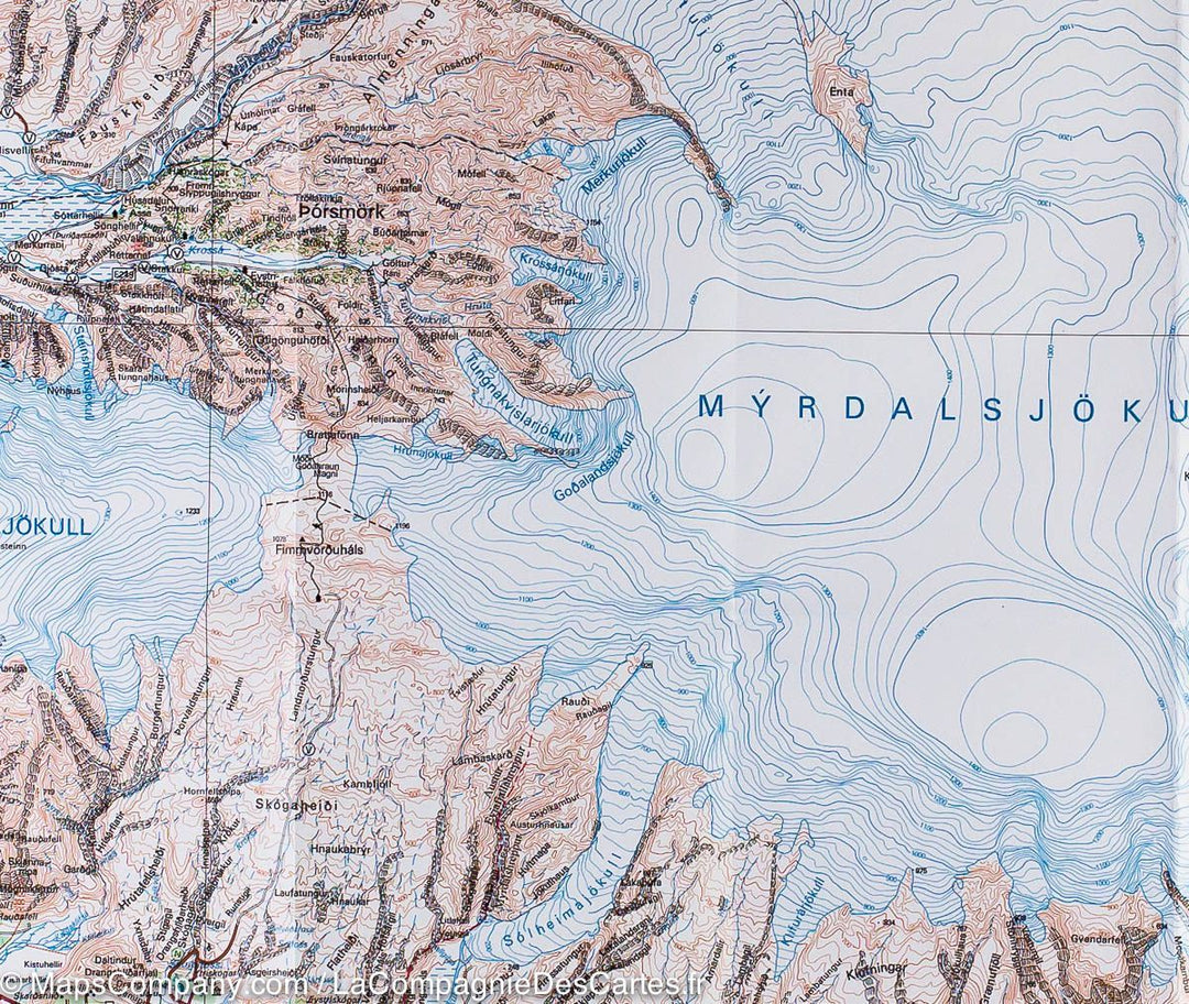 Carte de randonnée de Porsmörk &amp; Landmannalaugar (Islande) | Ferdakort - La Compagnie des Cartes
