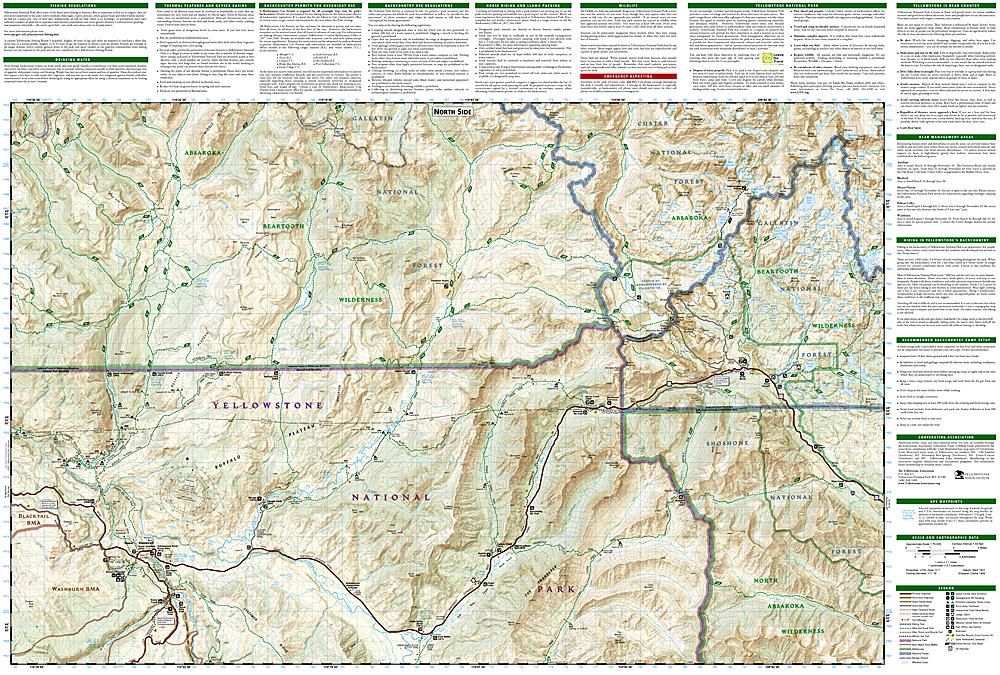 Carte de randonnée de Tower, Canyon (Parc National de Yellowstone, USA) | National Geographic carte pliée National Geographic 