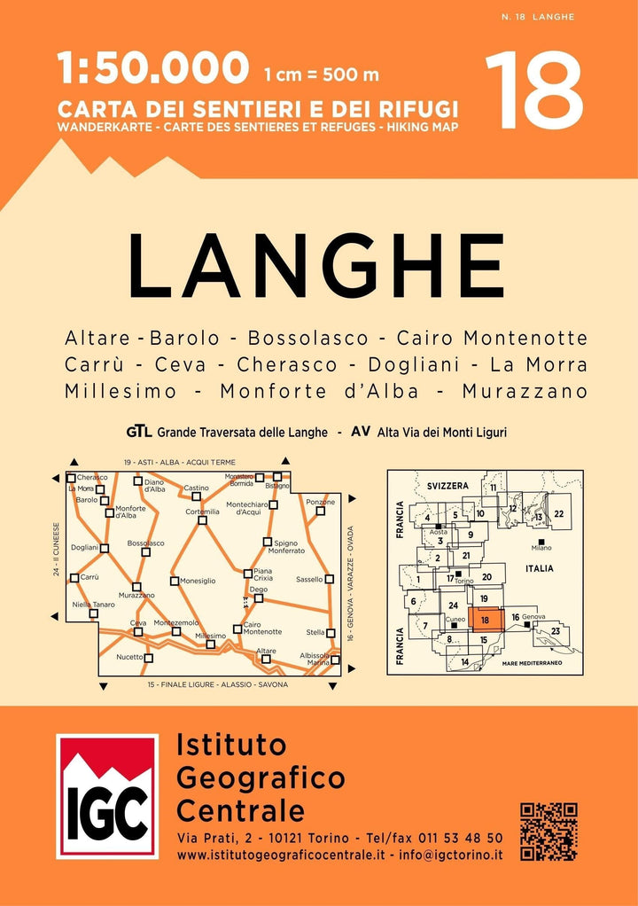 Langhe Meridionali hiking map | Istituto Geografico Centrale Hiking Map 