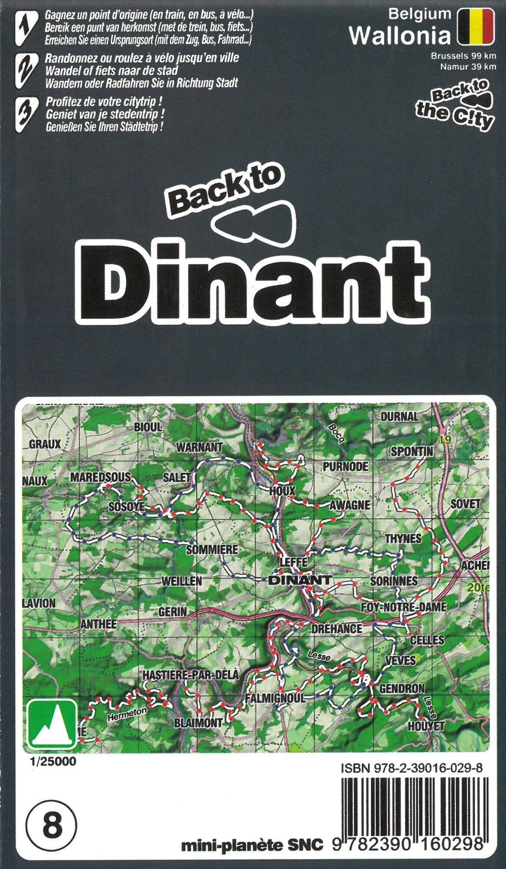 Carte de randonnée - Dinant (Wallonie, Belgique) | Mini Planet carte pliée Mini Planet 