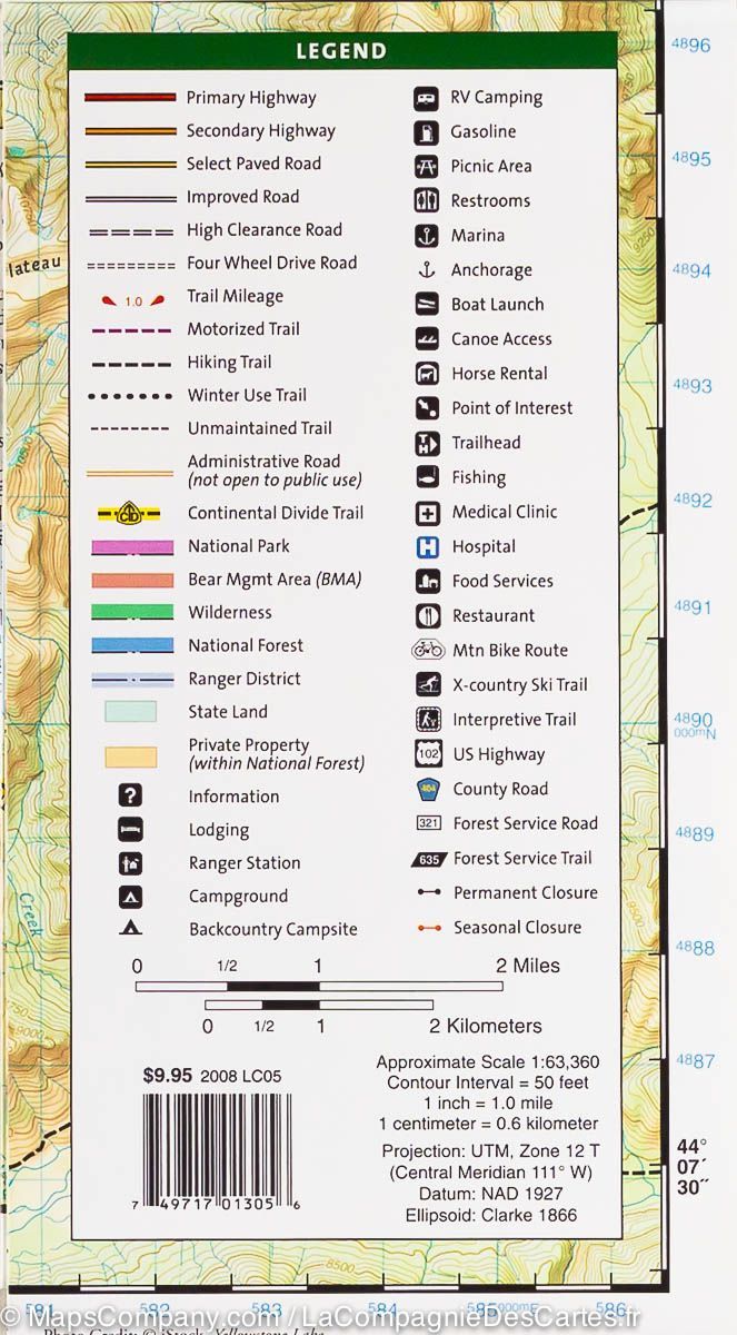 Carte de randonnée du Lac de Yellowstone (Parc National de Yellowstone, USA) | National Geographic - La Compagnie des Cartes