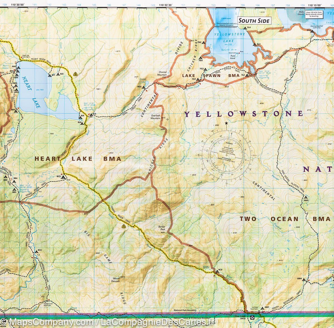 Carte de randonnée du Lac de Yellowstone (Parc National de Yellowstone, USA) | National Geographic - La Compagnie des Cartes