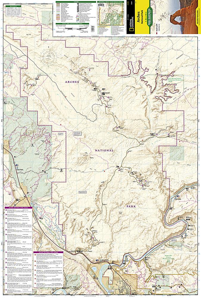 Carte de randonnée du Parc National Arches (Utah) | National Geographic carte pliée National Geographic 
