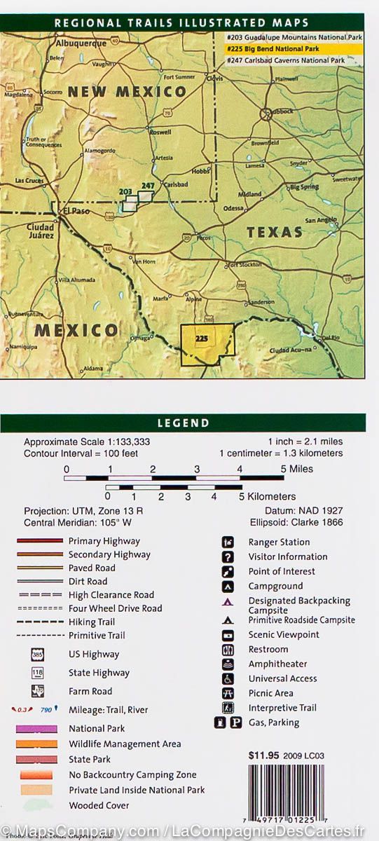 Carte de randonnée du Parc National Big Bend (Texas) | National Geographic - La Compagnie des Cartes