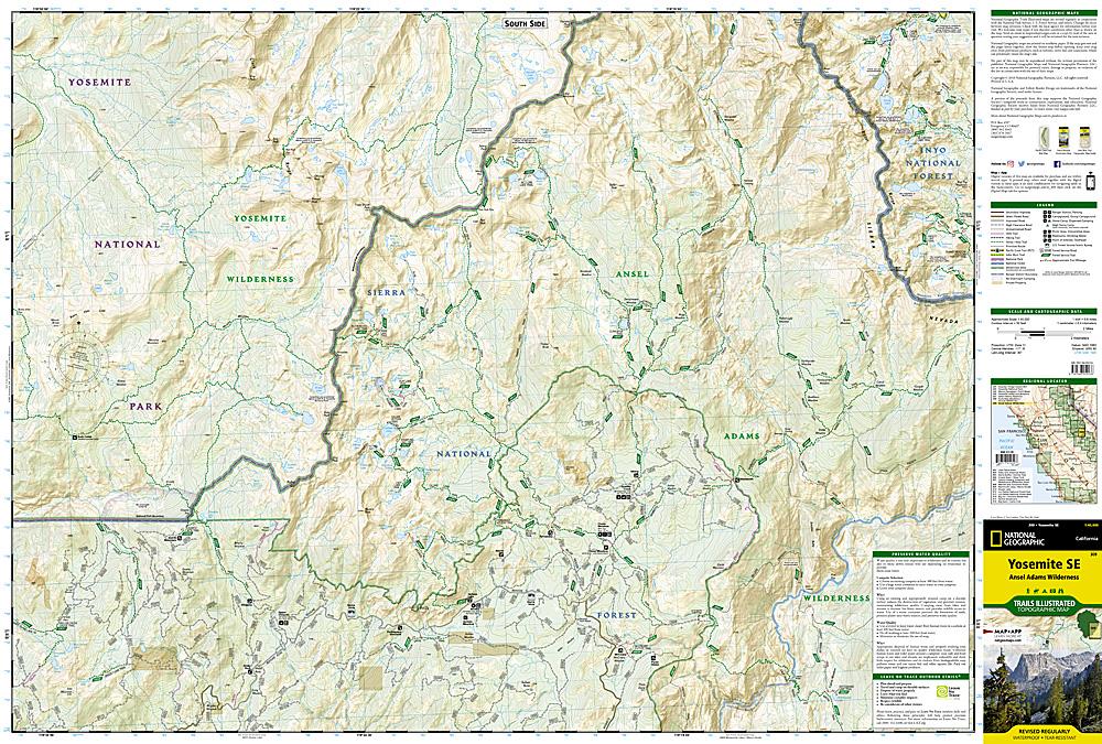 Carte de randonnée du Parc National Yosemite (sud-est) | National Geographic carte pliée National Geographic 