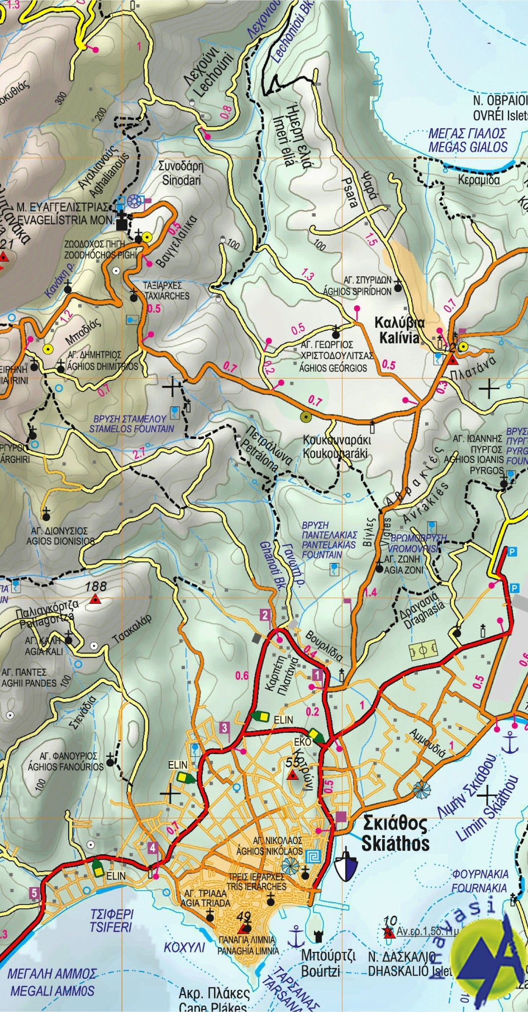 Carte de randonnée - île de Skiathos | Anavasi carte pliée Anavasi 