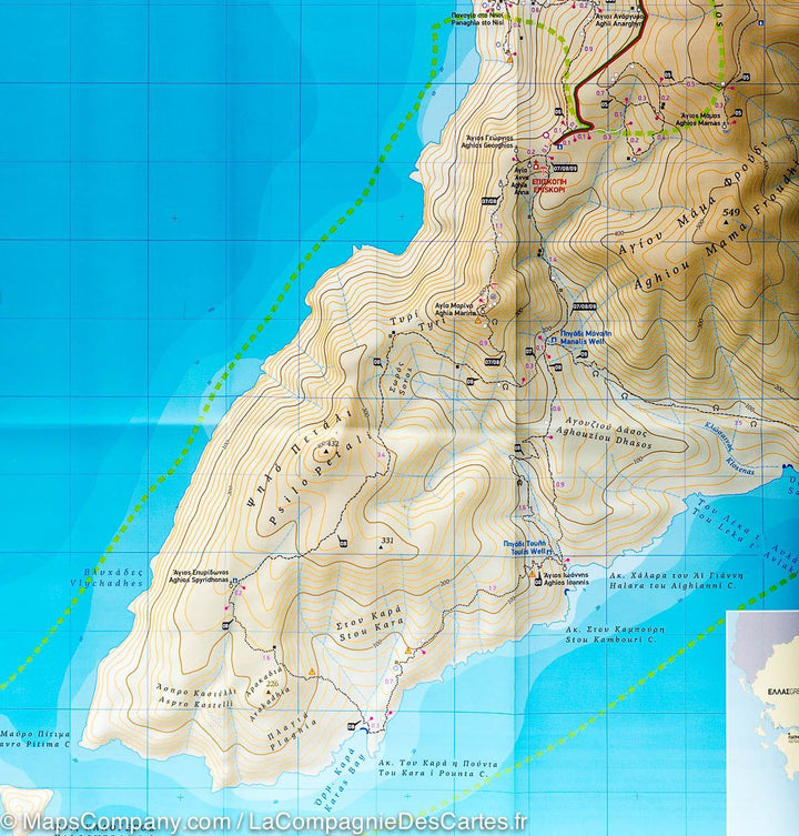 Carte de randonnée - Ile Sikinos (Grèce) | Terrain Cartography carte pliée Terrain Cartography 