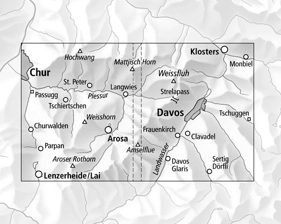 Carte de randonnée imperméable n° 3309T - Arosa, Davos (Suisse) | Swisstopo - 1/33 333 carte pliée Swisstopo 