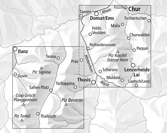 Carte de randonnée imperméable n° 3310T - Safiental, Lenzerheide (Suisse) | Swisstopo - 1/33 333 carte pliée Swisstopo 