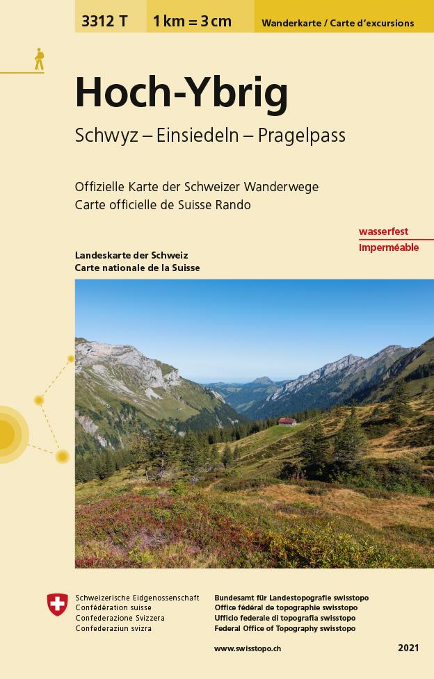 Carte de randonnée imperméable n° 3312T - Hoch-Ybrig (Suisse) | Swisstopo - 1/33 333 carte pliée Swisstopo 