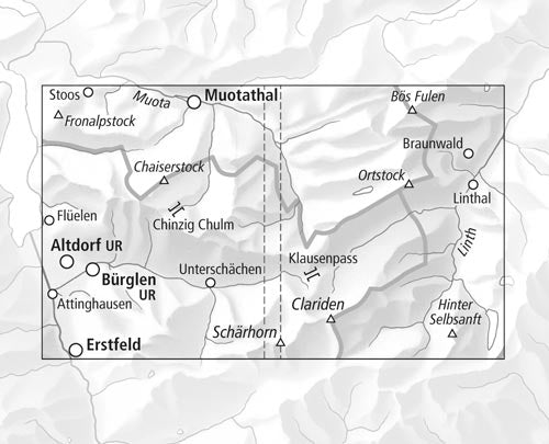 Carte de randonnée imperméable n° 3313T - Klausenpass (Suisse) | Swisstopo - 1/33 333 carte pliée Swisstopo 