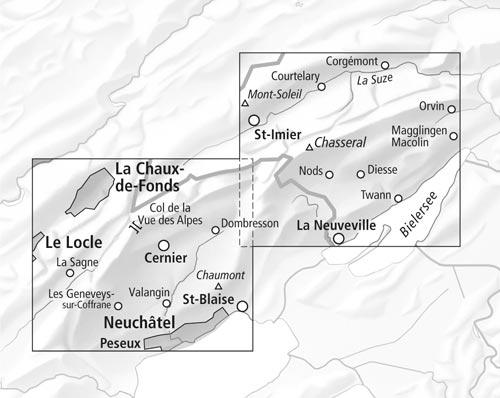 Carte de randonnée imperméable n° 3315T - Chasseral, Vue des Alpes (Suisse) | Swisstopo - 1/33 333 carte pliée Swisstopo 