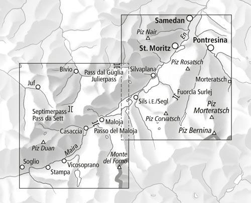Carte de randonnée imperméable n° 3320T - St. Moritz (Suisse) | Swisstopo - 1/33 333 carte pliée Swisstopo 