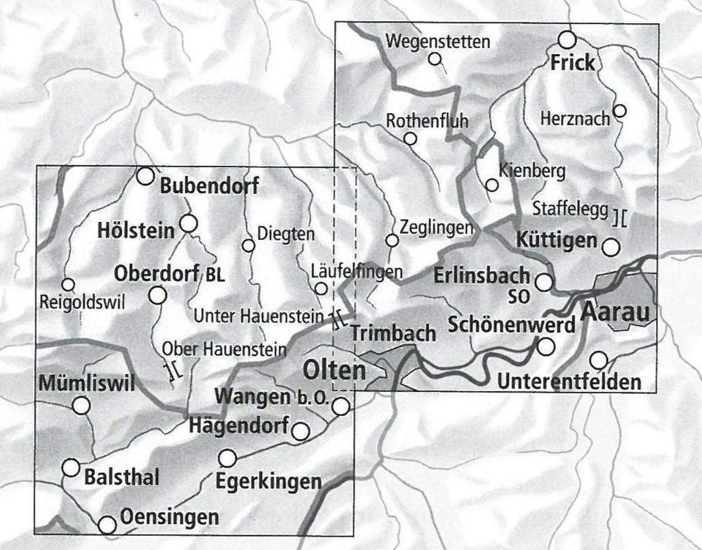 Carte de randonnée imperméable n° 3325T - Hauenstein, Belchenflue (Suisse) | Swisstopo - 1/33 333 carte pliée Swisstopo 
