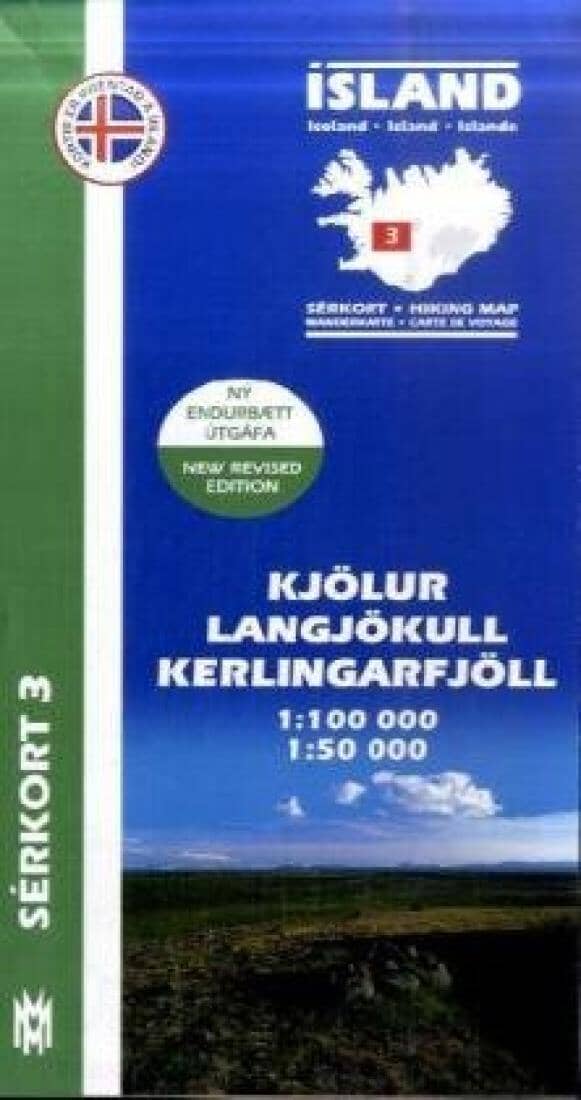 Kjolur - Langjokull - Kerlingarfjoll hiking map | Mal og menning Hiking Map 