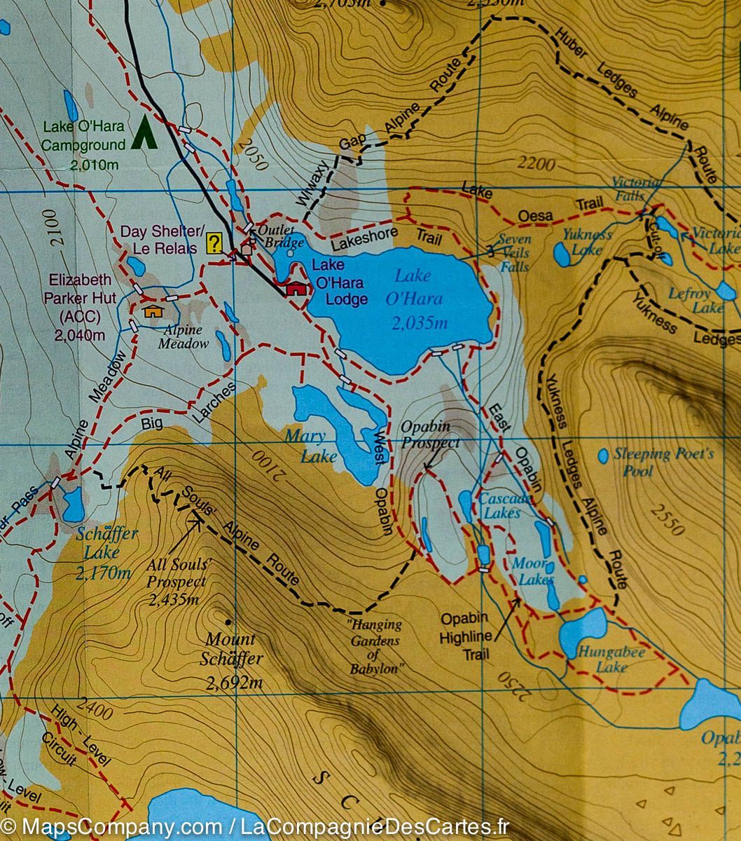 Carte de randonnée du Lac O'Hara (PN Yoho, Colombie Britannique) | Gem Trek - La Compagnie des Cartes