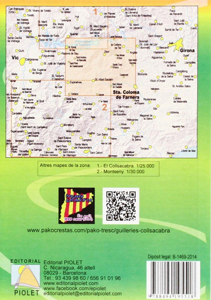 Carte de randonnée - Les Guilleries : 40 randos, 40 lieux incontournables (Catalogne) | Piolet carte pliée Editorial Piolet 