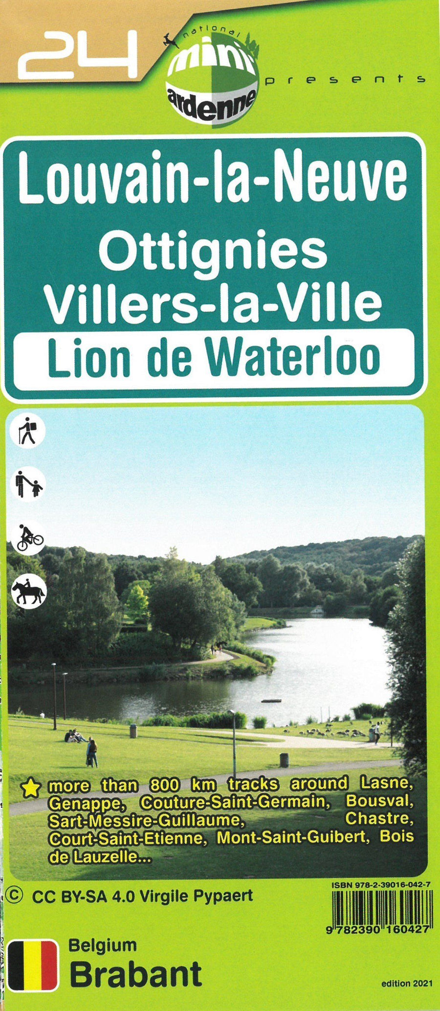 Carte de randonnée - Louvain-la-Neuve, Ottignies, Villers-la-Ville, Lion de Waterloo, n° 24 | Mini Planet carte pliée Mini Planet 