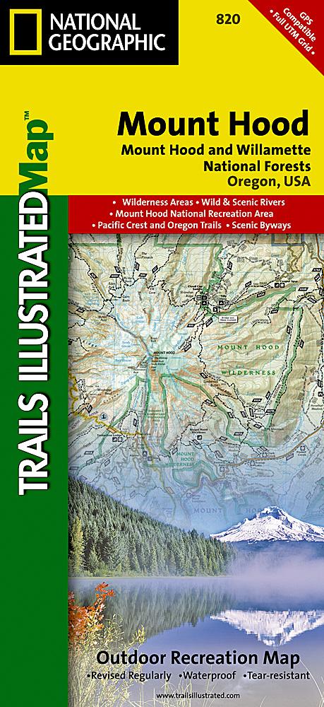 Carte de randonnée - Mount Hood & Willamette National Forests (Oregon), n° 820 | National Geographic carte pliée National Geographic 