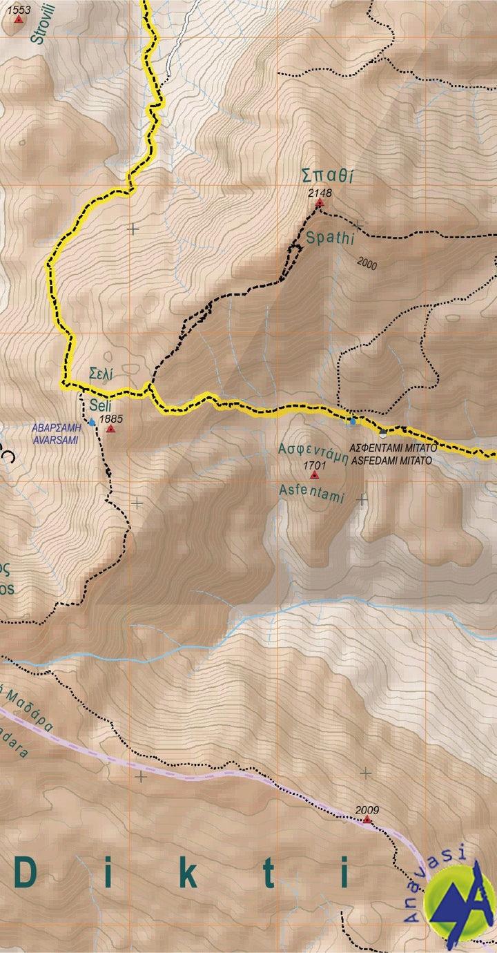 Carte de randonnée - Mt Dikti, Mt Selena (Crète)| Anavasi carte pliée Anavasi 