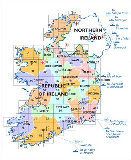 Carte de randonnée n° 01 - Donegal (NW) (Irlande) | Ordnance Survey - série Discovery carte pliée Ordnance Survey Ireland 