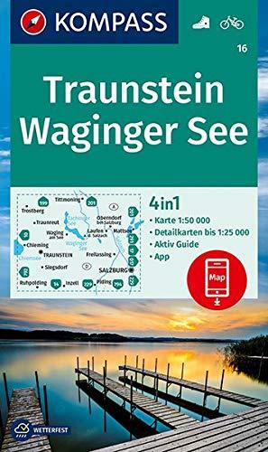 Carte de randonnée n° 016 - Traunstein, Waginger See (Allemagne) | Kompass carte pliée Kompass 